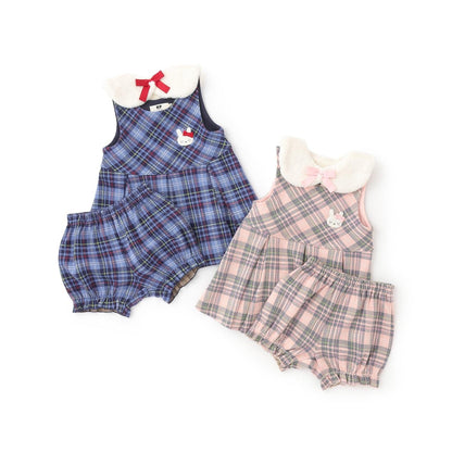 雙層提花格紋嬰兒套裝【附圍巾】