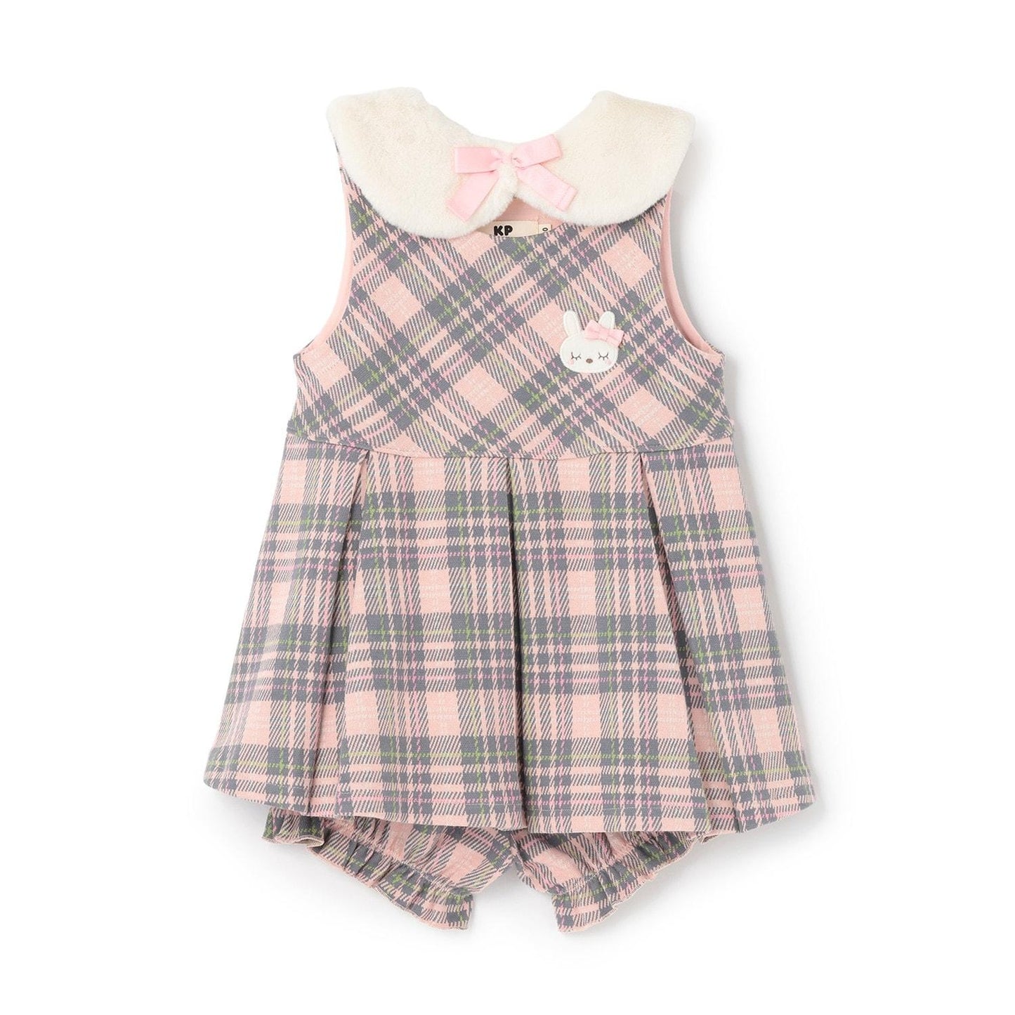 雙層提花格紋嬰兒套裝【附圍巾】