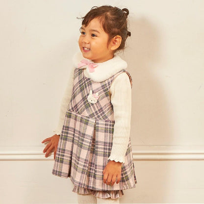 雙層提花格紋嬰兒套裝【附圍巾】