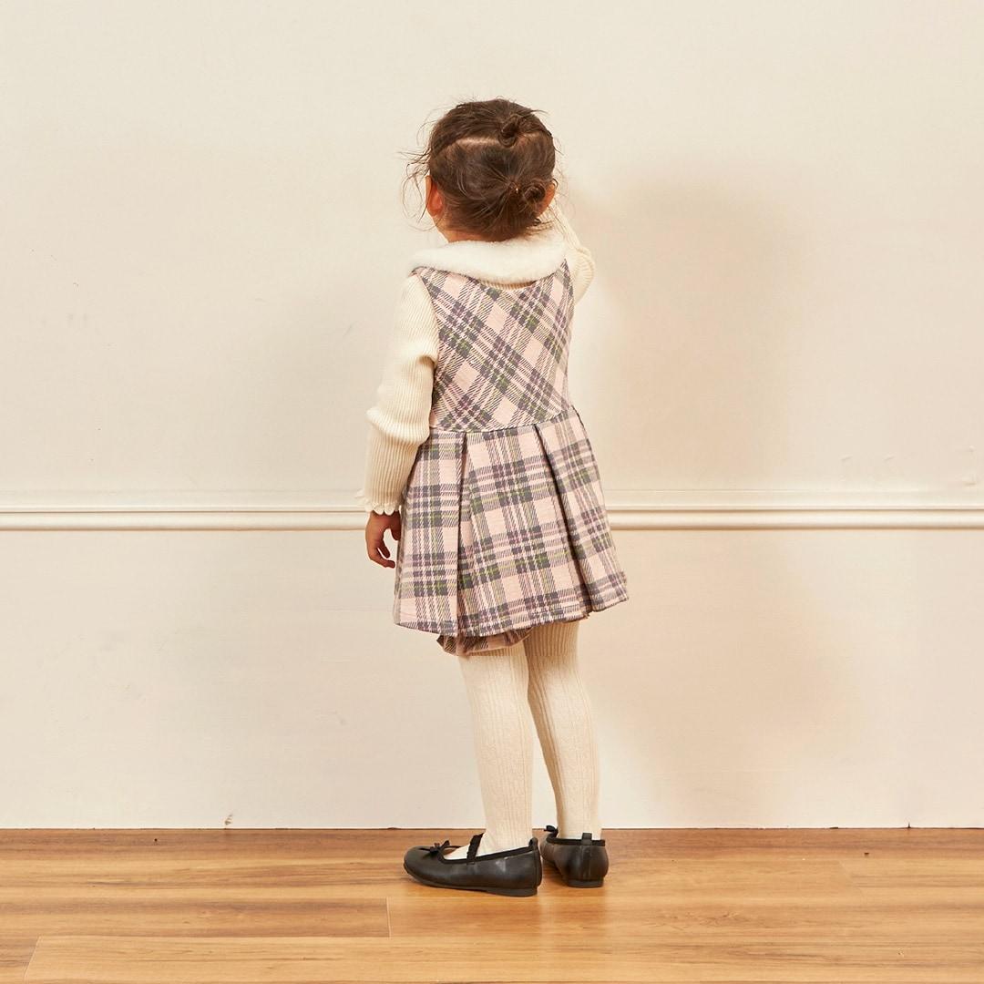 雙層提花格紋嬰兒套裝【附圍巾】