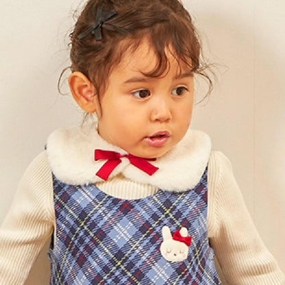 雙層提花格紋嬰兒套裝【附圍巾】