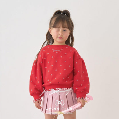 【Lycee mine 芭蕾系列】【加絨】荷葉邊羅紋拼接全印花衛衣