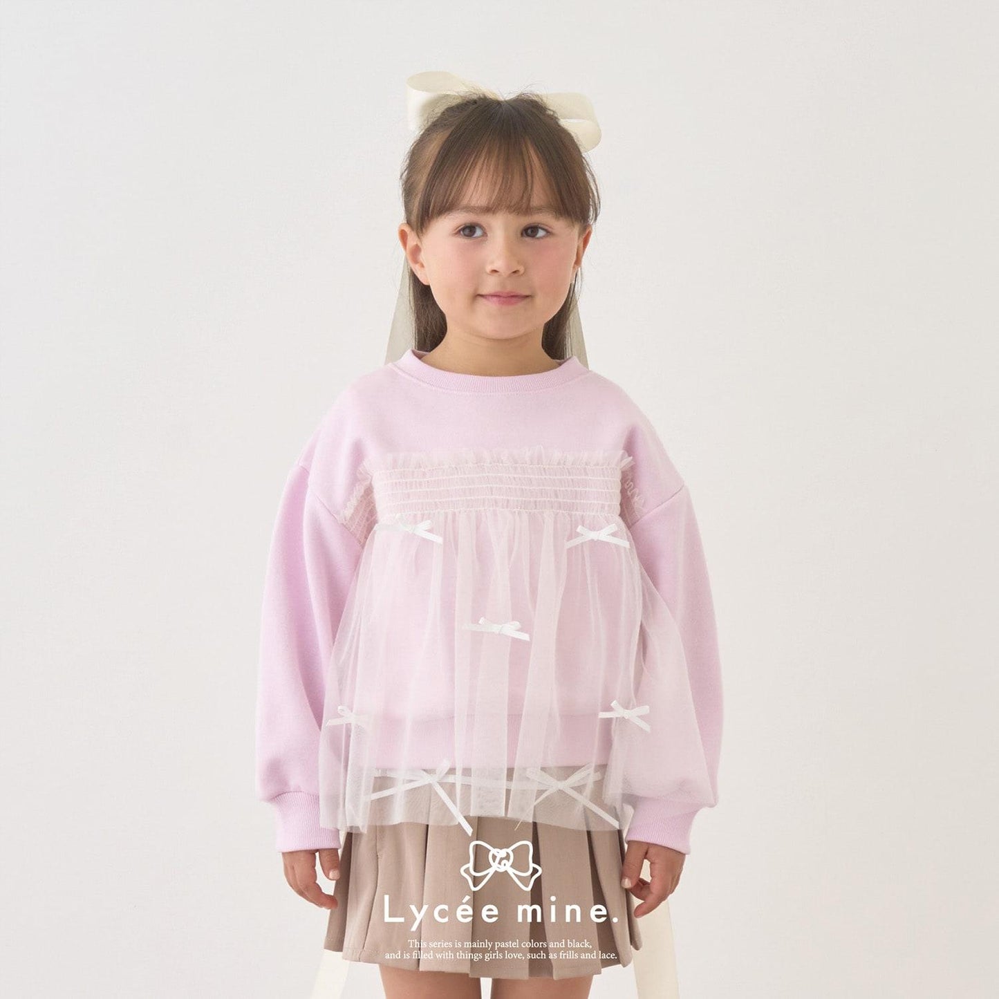 【Lycee mine 芭蕾系列】【加絨】帶蝴蝶結網紗拼接衛衣