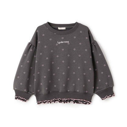 【Lycee mine 芭蕾系列】【加絨】荷葉邊羅紋拼接全印花衛衣