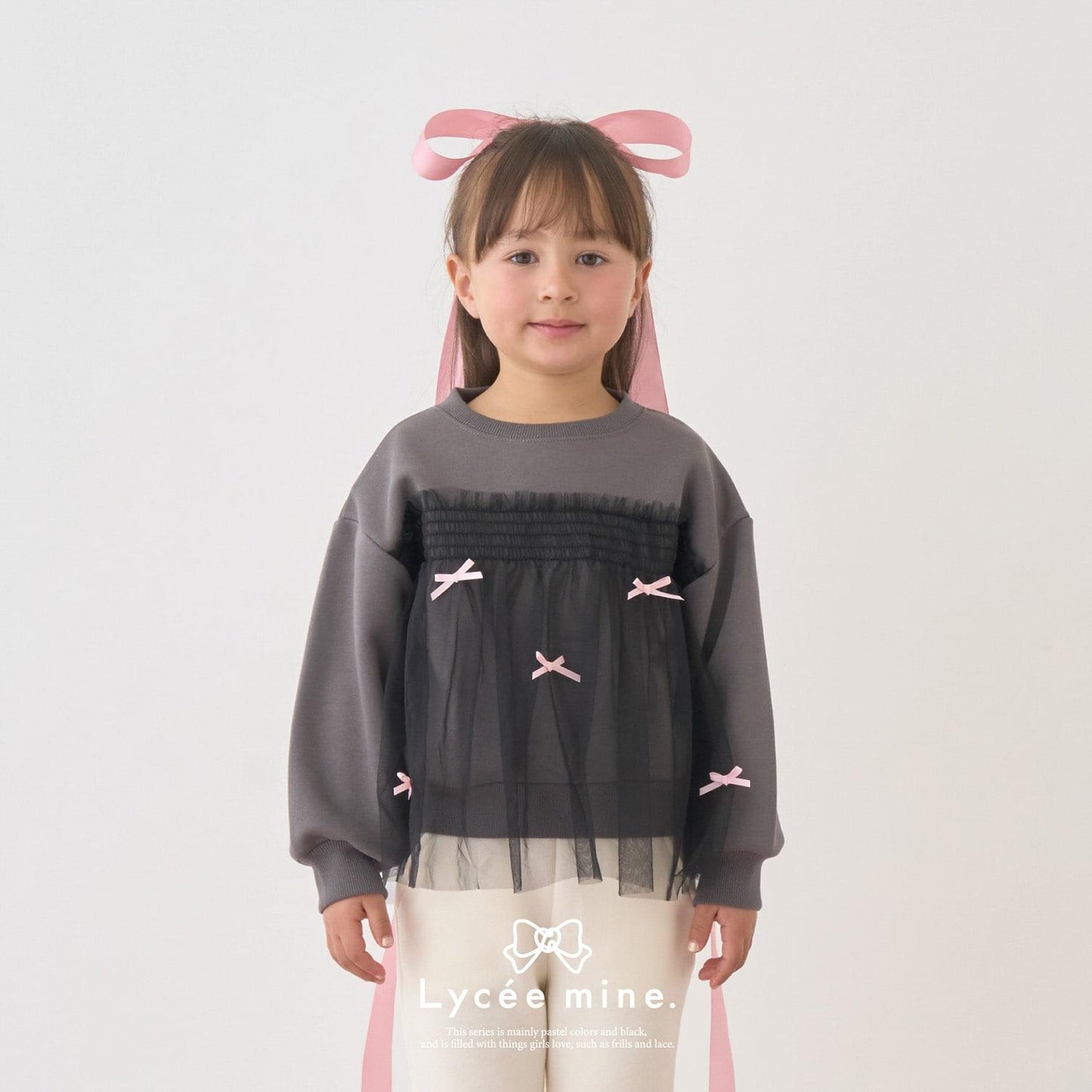 【Lycee mine 芭蕾系列】【加絨】帶蝴蝶結網紗拼接衛衣