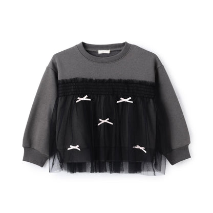 【Lycee mine 芭蕾系列】【加絨】帶蝴蝶結網紗拼接衛衣