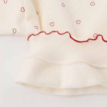 【Lycee mine 芭蕾系列】【加絨】荷葉邊羅紋拼接全印花衛衣