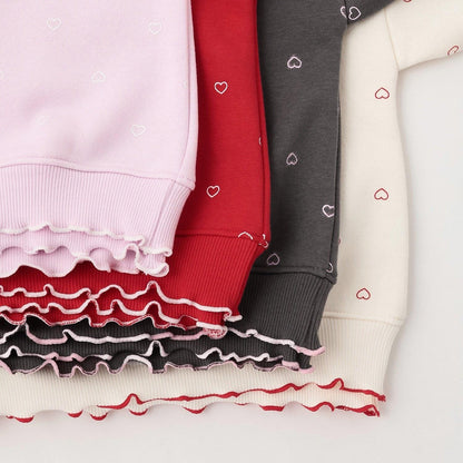 【Lycee mine 芭蕾系列】【加絨】荷葉邊羅紋拼接全印花衛衣