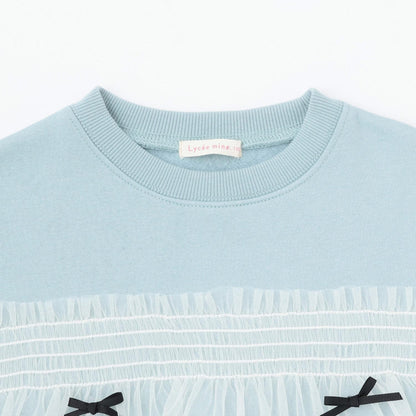 【Lycee mine 芭蕾系列】【加絨】帶蝴蝶結網紗拼接衛衣