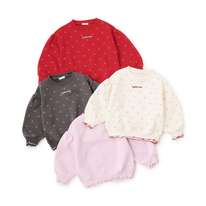 【Lycee mine 芭蕾系列】【加絨】荷葉邊羅紋拼接全印花衛衣