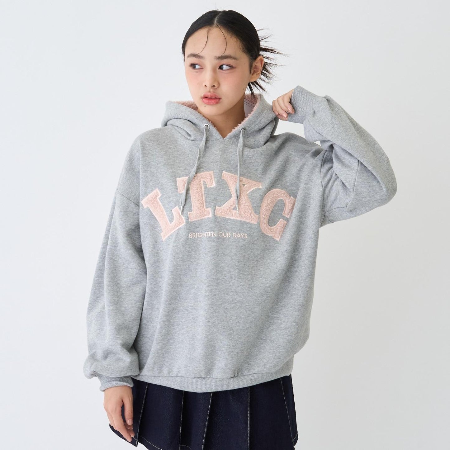 【LTXC】【100%純棉】加絨羊羔絨標誌連帽衛衣