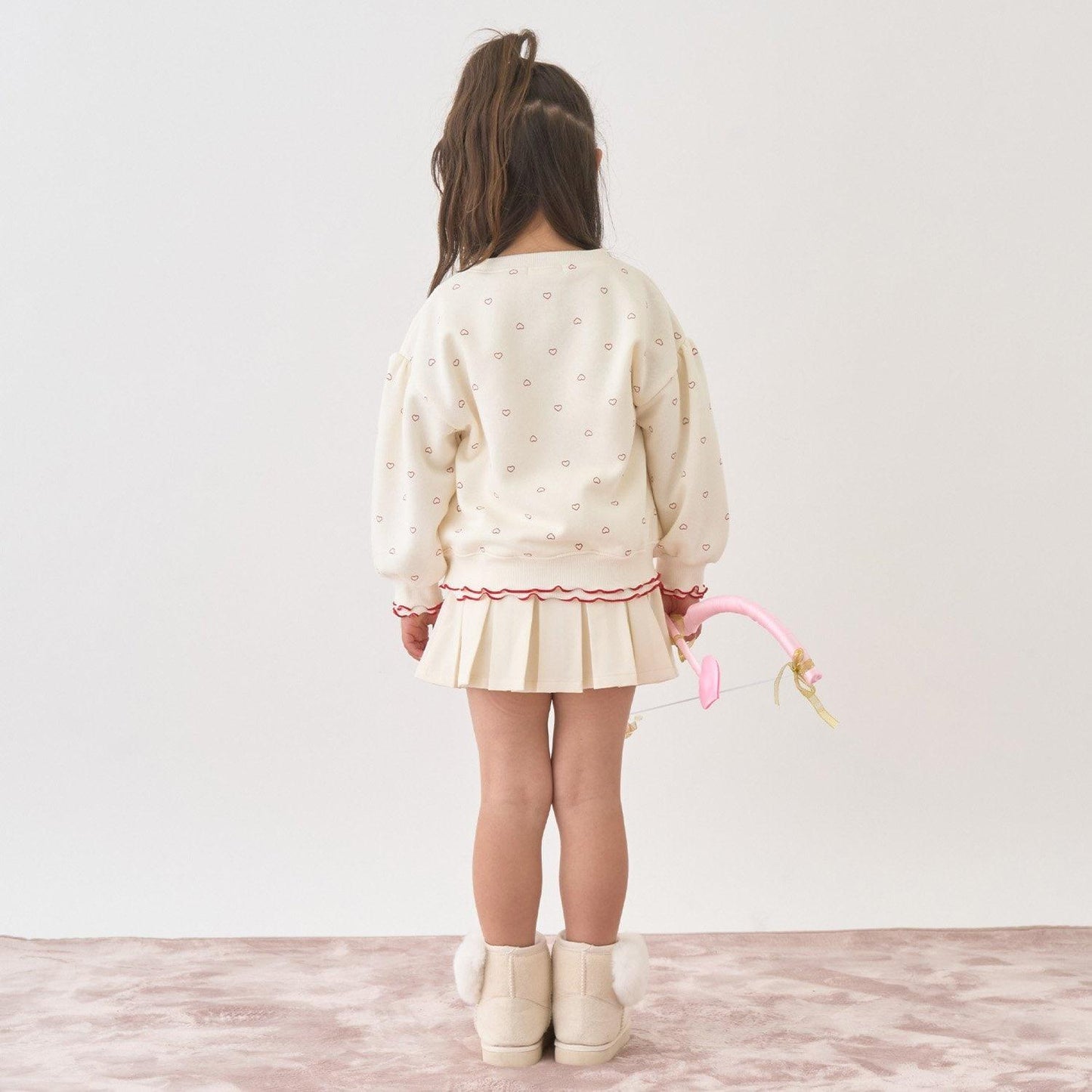 【Lycee mine 芭蕾系列】【加絨】荷葉邊羅紋拼接全印花衛衣