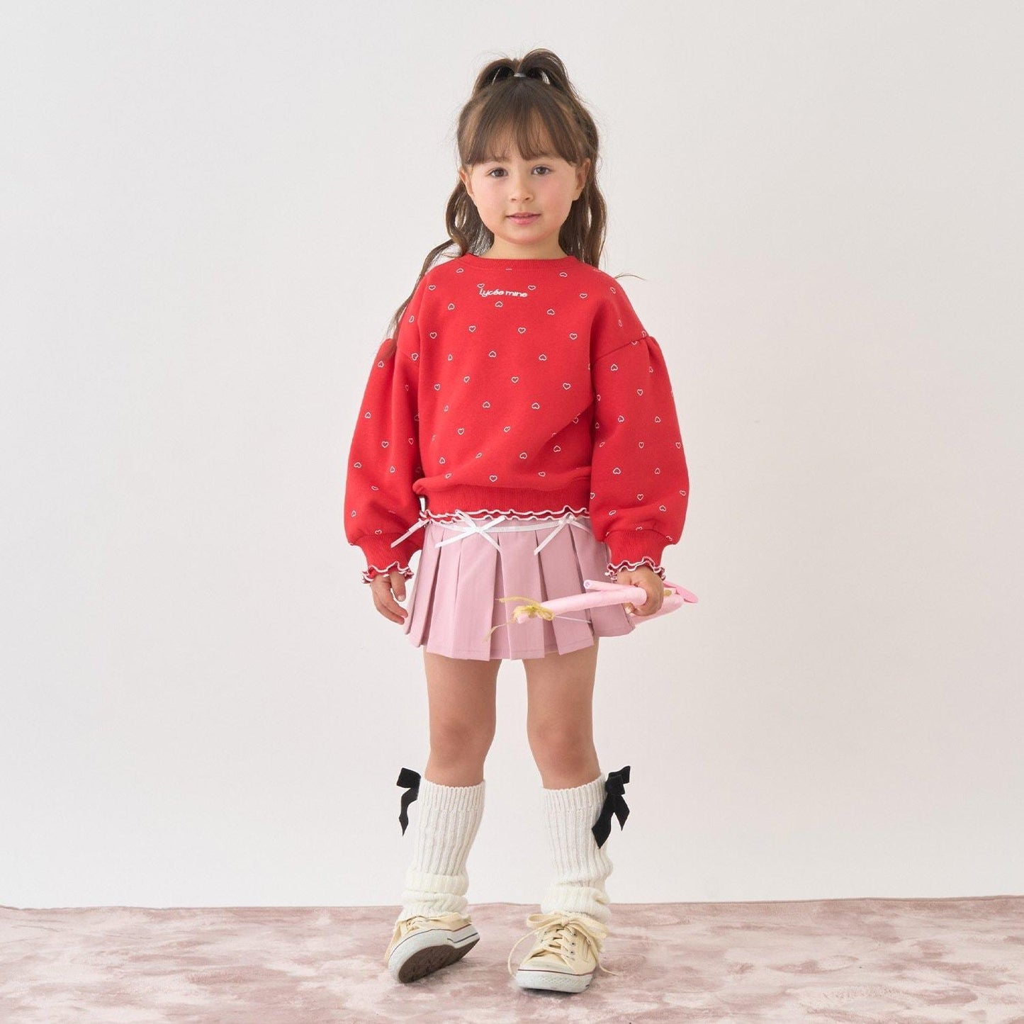 【Lycee mine 芭蕾系列】【加絨】荷葉邊羅紋拼接全印花衛衣