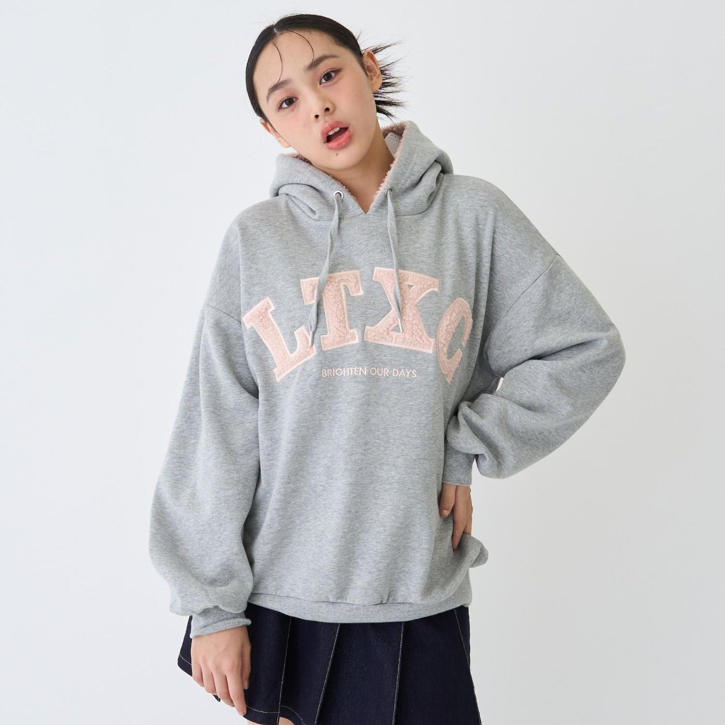 【LTXC】【100%純棉】加絨羊羔絨標誌連帽衛衣