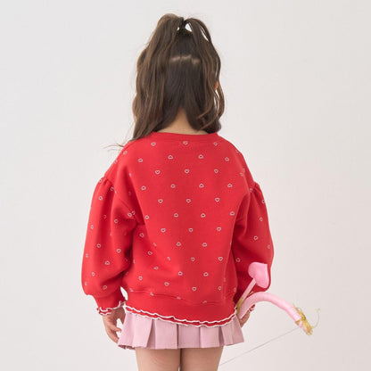 【Lycee mine 芭蕾系列】【加絨】荷葉邊羅紋拼接全印花衛衣