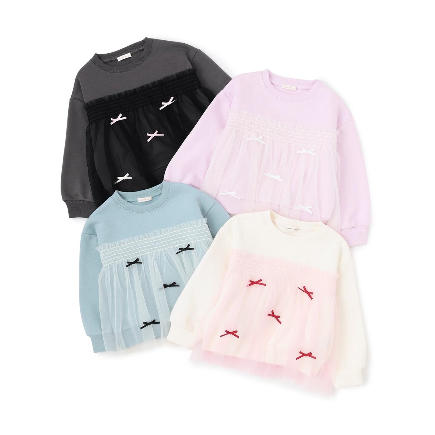 【Lycee mine 芭蕾系列】【加絨】帶蝴蝶結網紗拼接衛衣