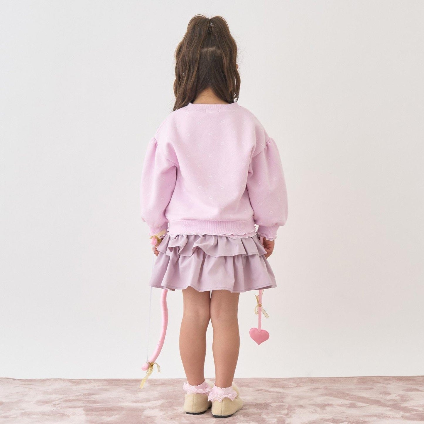 【Lycee mine 芭蕾系列】【加絨】荷葉邊羅紋拼接全印花衛衣