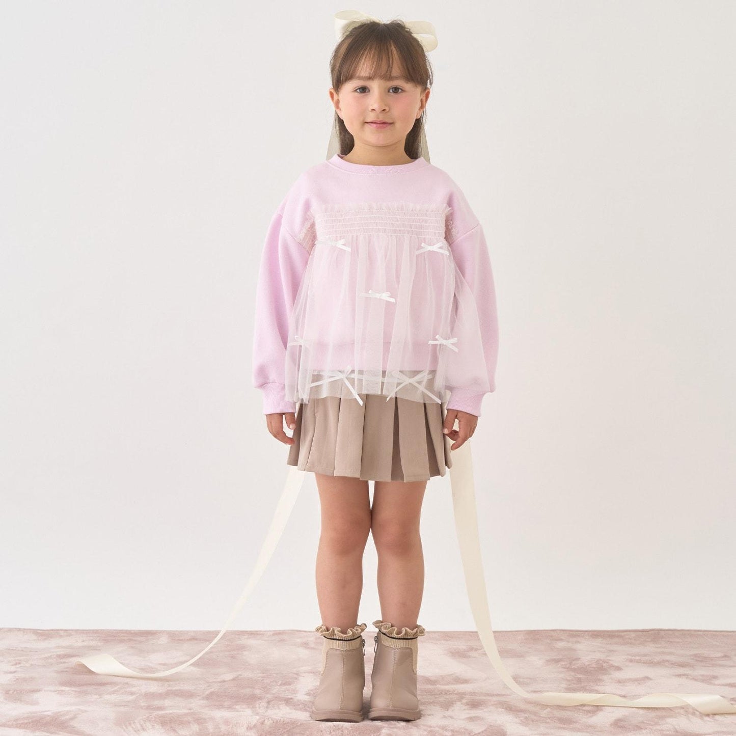 【Lycee mine 芭蕾系列】【加絨】帶蝴蝶結網紗拼接衛衣