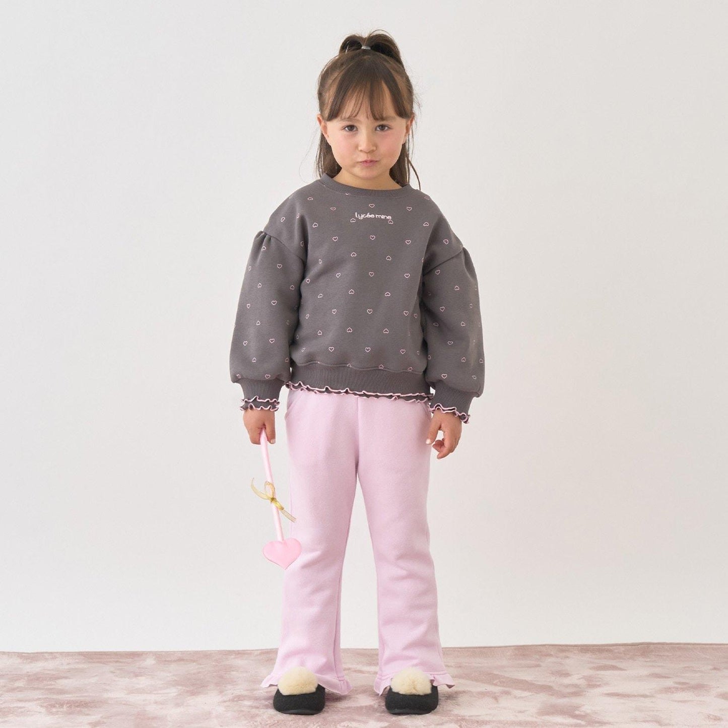 【Lycee mine 芭蕾系列】【加絨】荷葉邊羅紋拼接全印花衛衣