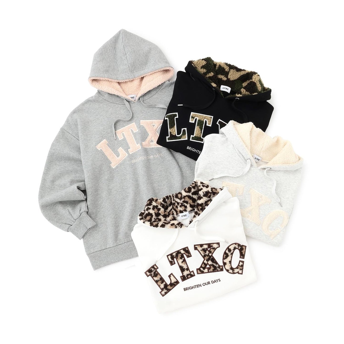 【LTXC】【100%純棉】加絨羊羔絨標誌連帽衛衣