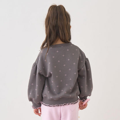 【Lycee mine 芭蕾系列】【加絨】荷葉邊羅紋拼接全印花衛衣