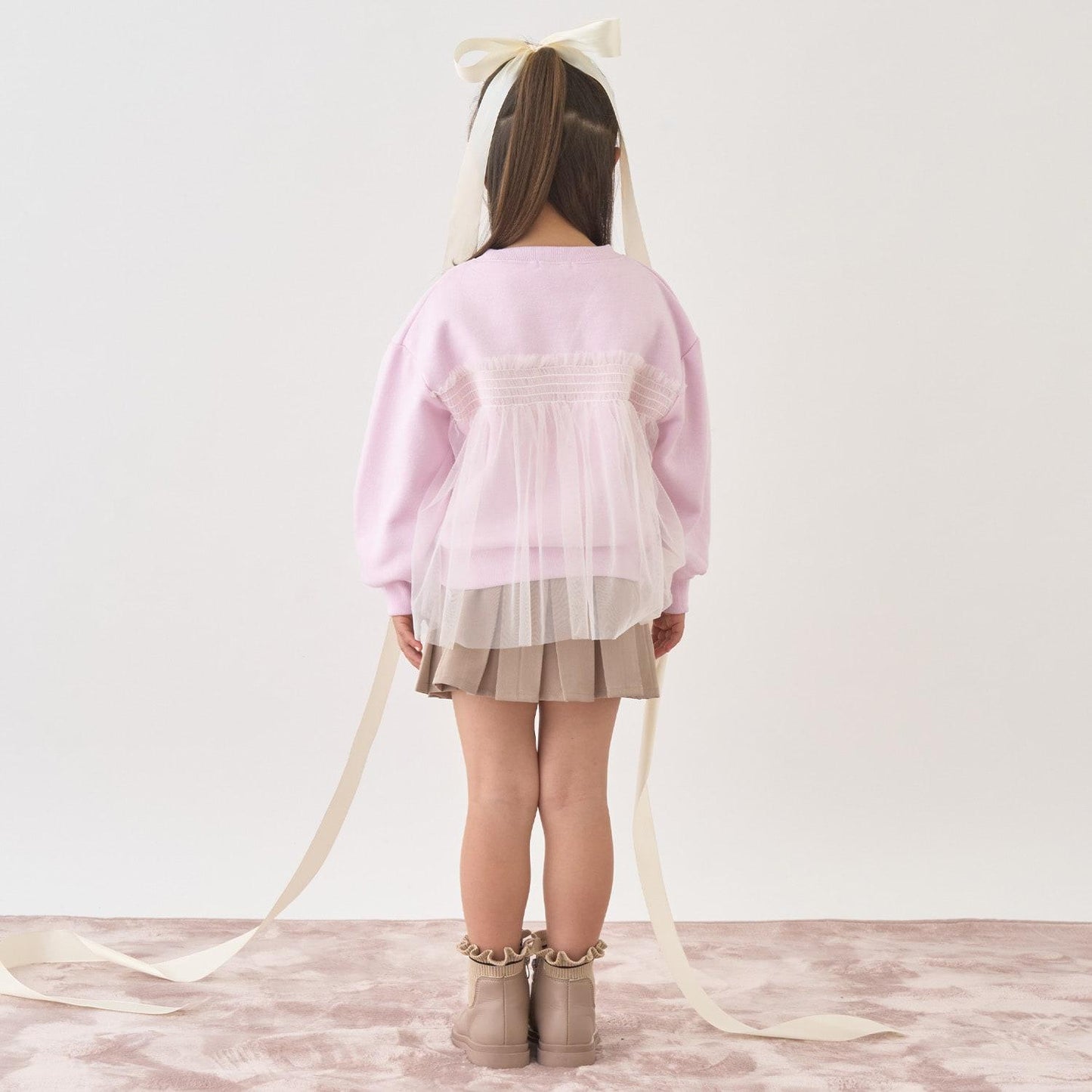 【Lycee mine 芭蕾系列】【加絨】帶蝴蝶結網紗拼接衛衣