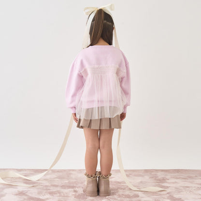 【Lycee mine 芭蕾系列】【加絨】帶蝴蝶結網紗拼接衛衣