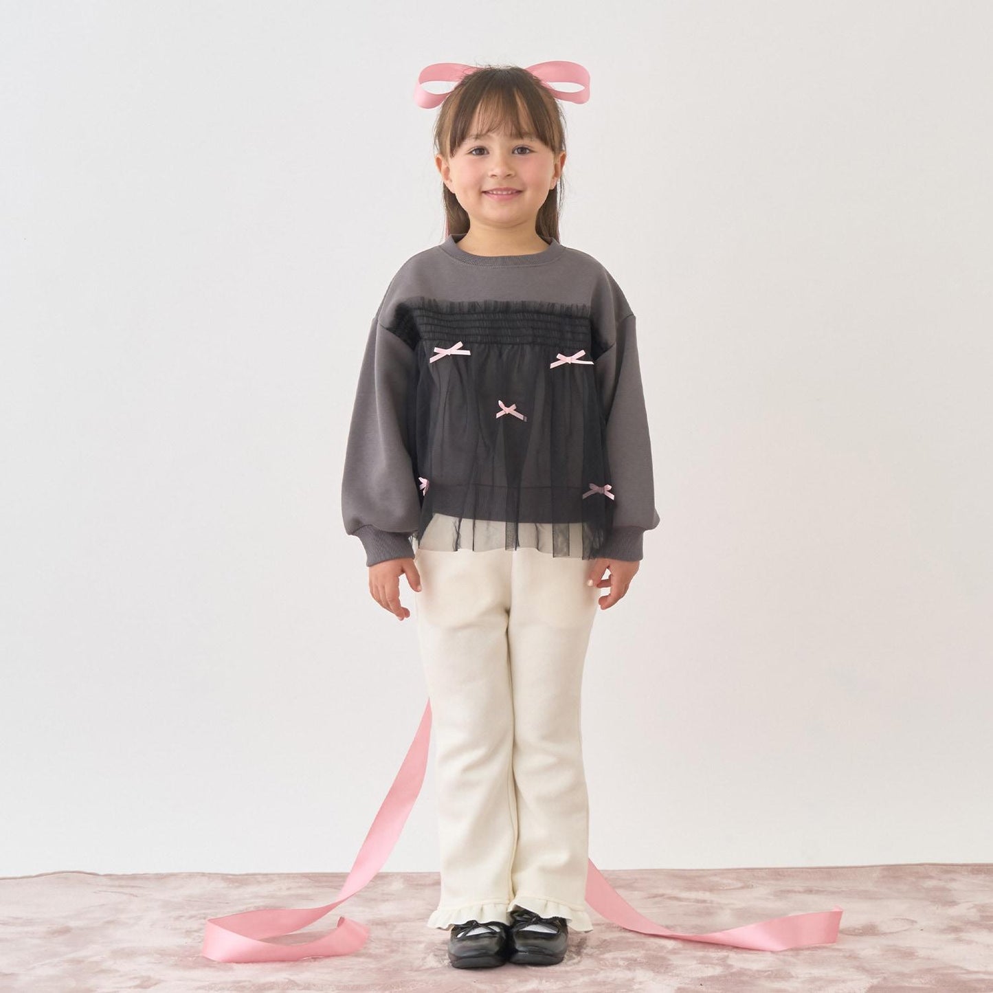 【Lycee mine 芭蕾系列】【加絨】帶蝴蝶結網紗拼接衛衣