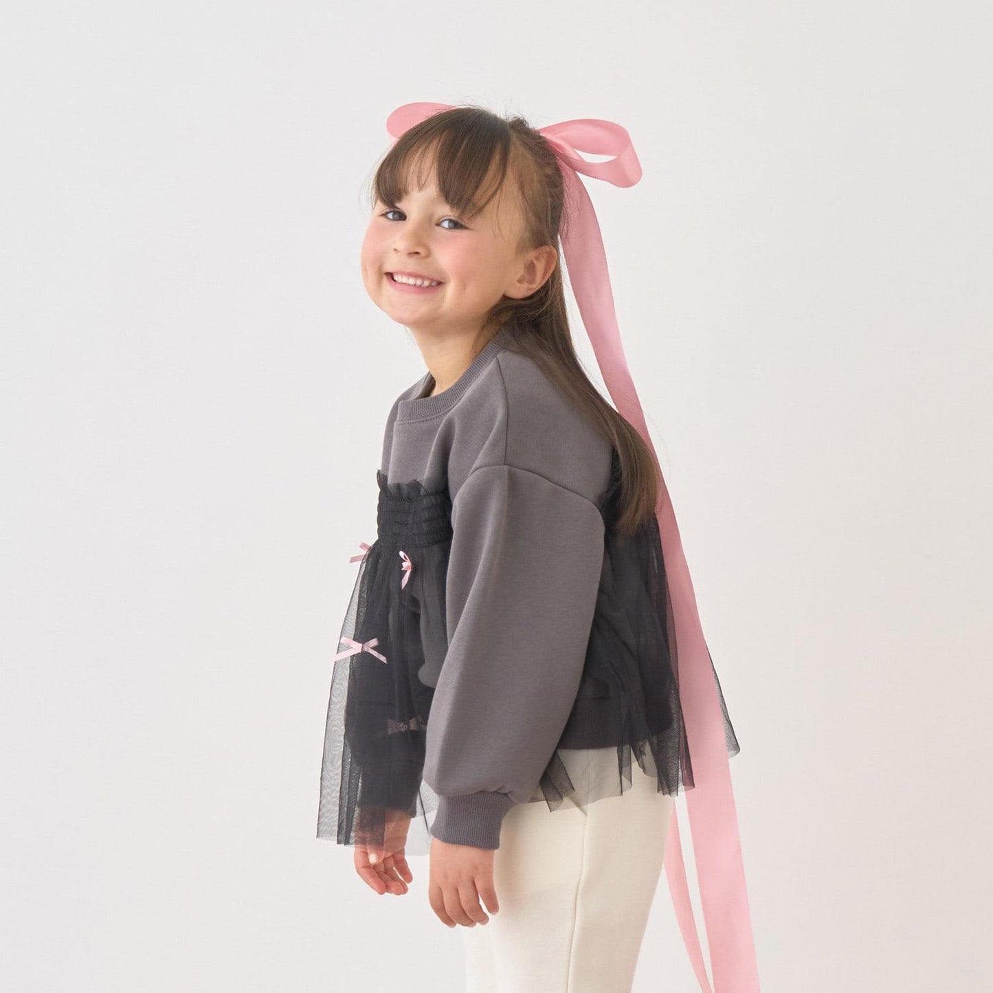 【Lycee mine 芭蕾系列】【加絨】帶蝴蝶結網紗拼接衛衣