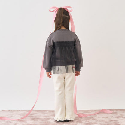 【Lycee mine 芭蕾系列】【加絨】帶蝴蝶結網紗拼接衛衣