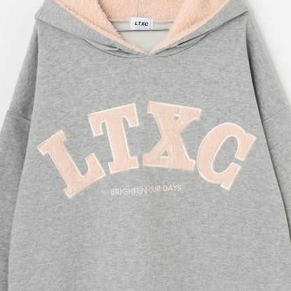 【LTXC】【100%純棉】加絨羊羔絨標誌連帽衛衣