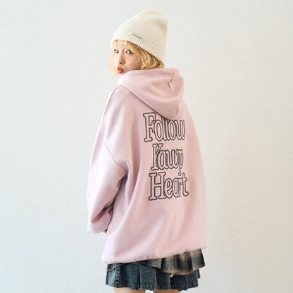 【LTXC】【純棉100%】背部字母印花長款連帽衛衣