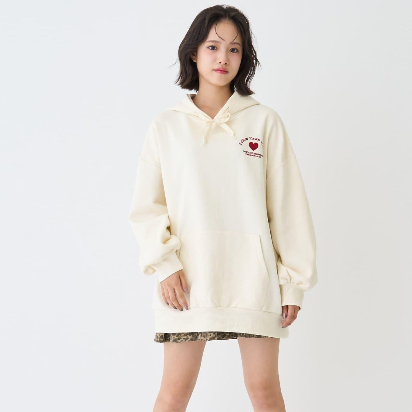 【LTXC】【純棉100%】背部字母印花長款連帽衛衣