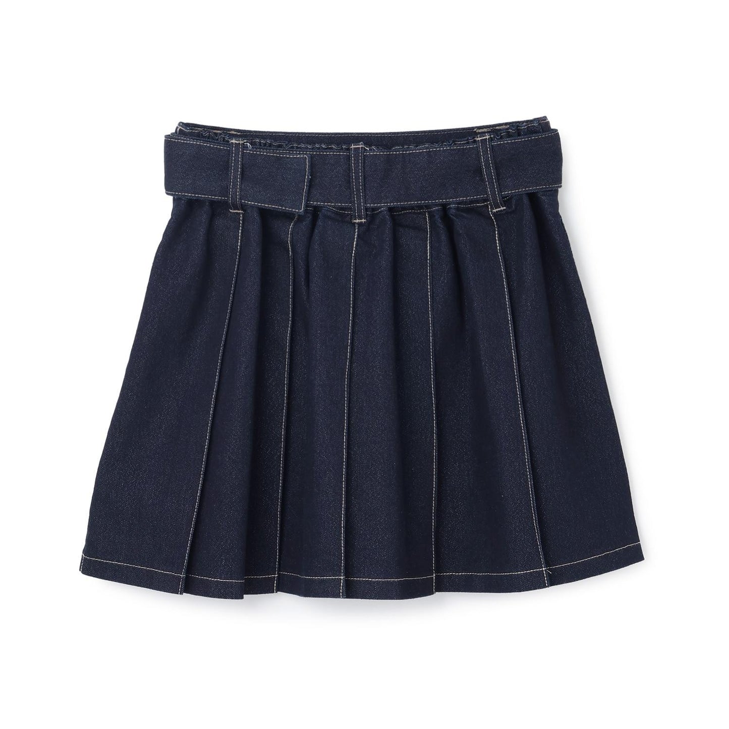 美腿顯瘦帶腰帶牛仔百褶裙