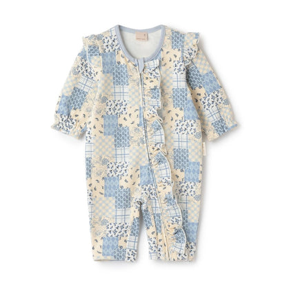 拼色前荷葉邊連體衣