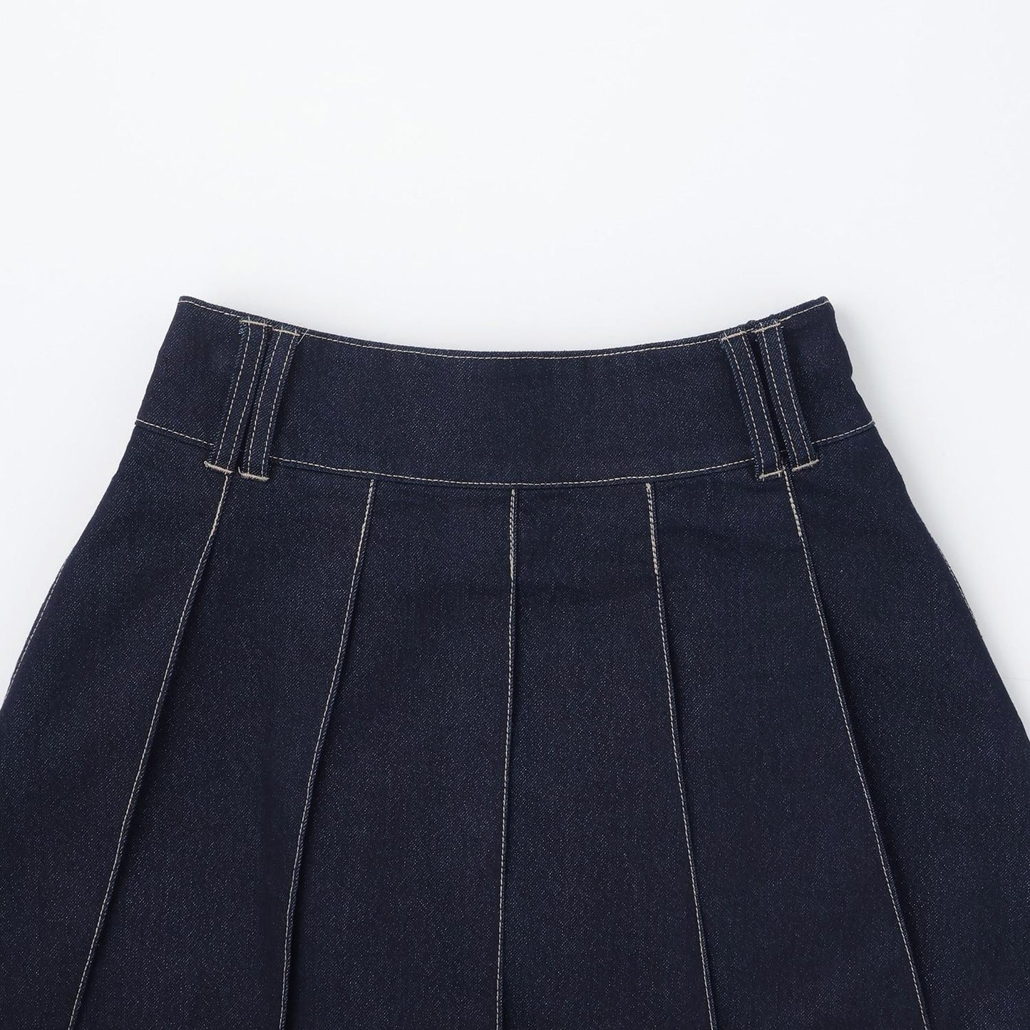 美腿顯瘦帶腰帶牛仔百褶裙