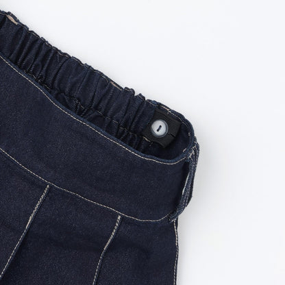 美腿顯瘦帶腰帶牛仔百褶裙