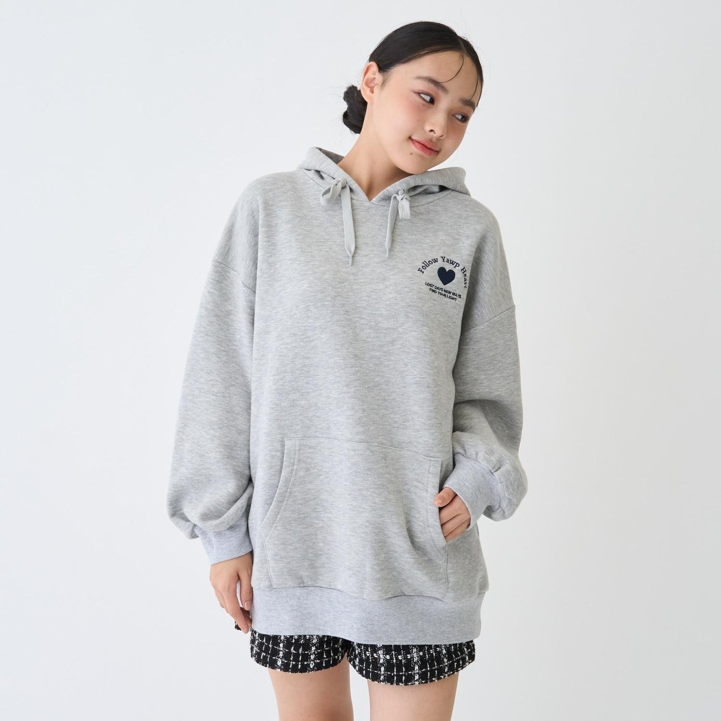 【LTXC】【純棉100%】背部字母印花長款連帽衛衣