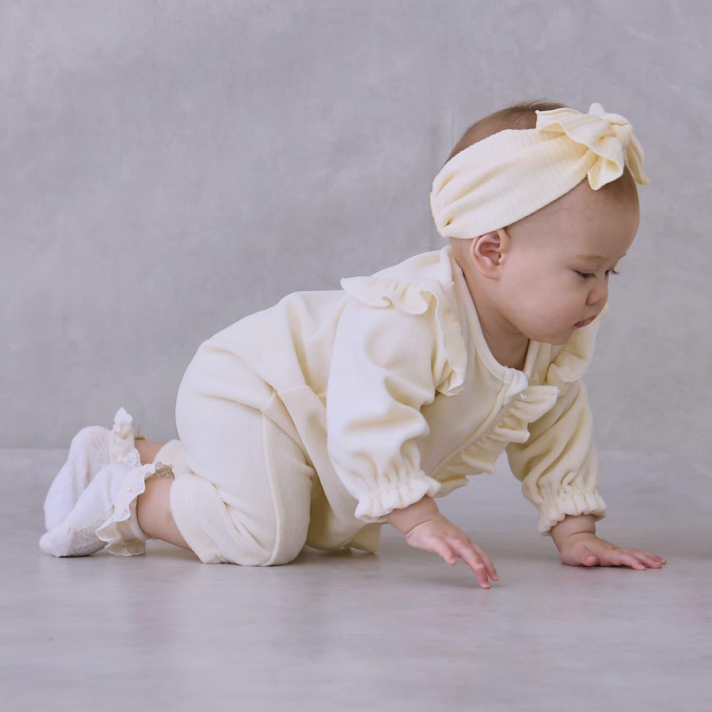 拼色前荷葉邊連體衣