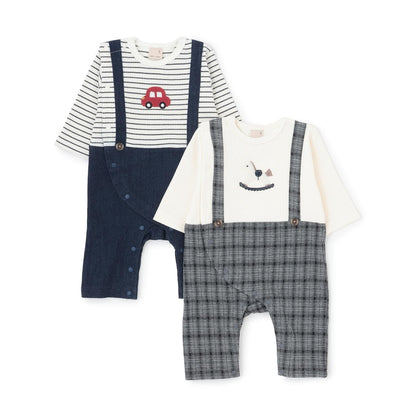 帶揹帶圖案連體衣