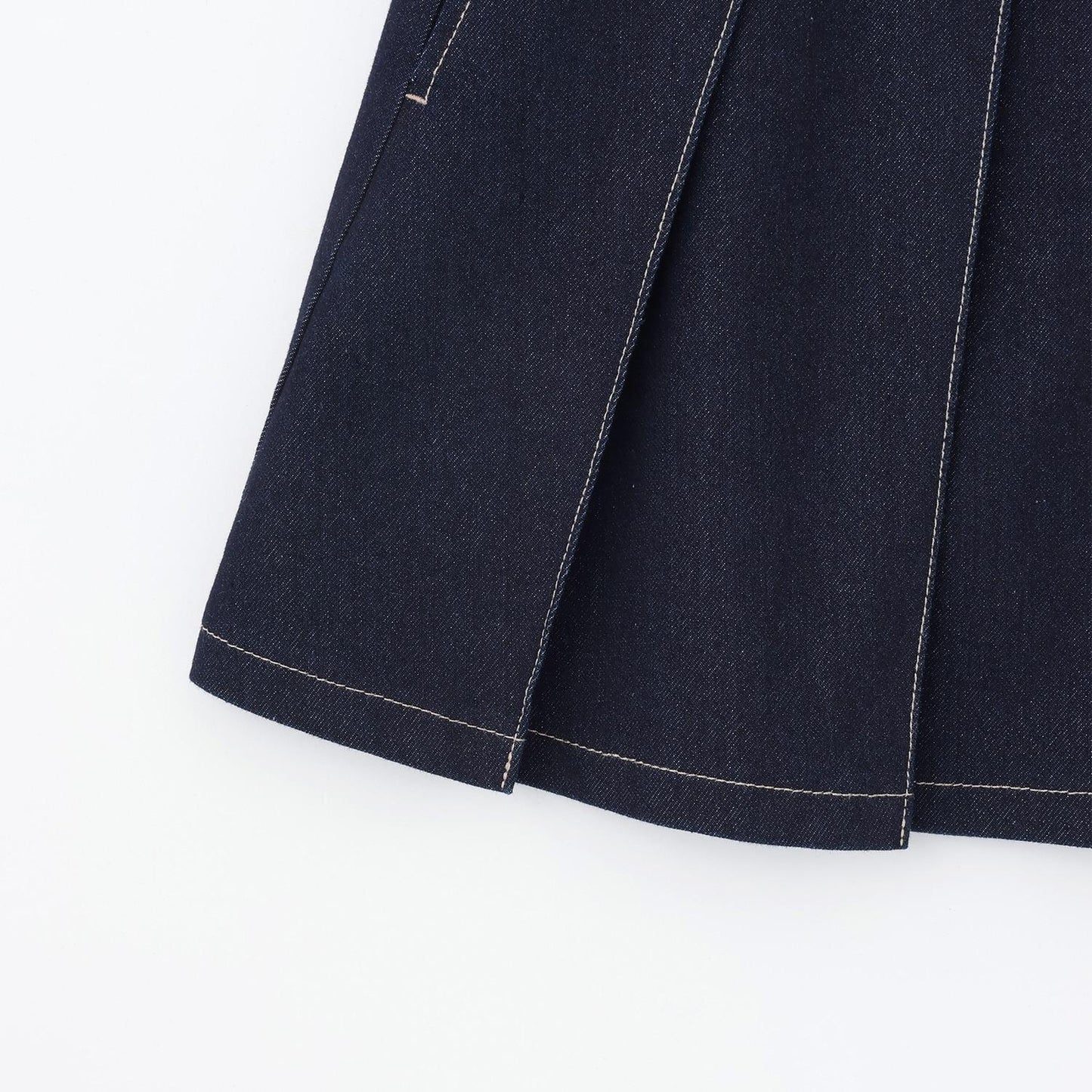 美腿顯瘦帶腰帶牛仔百褶裙