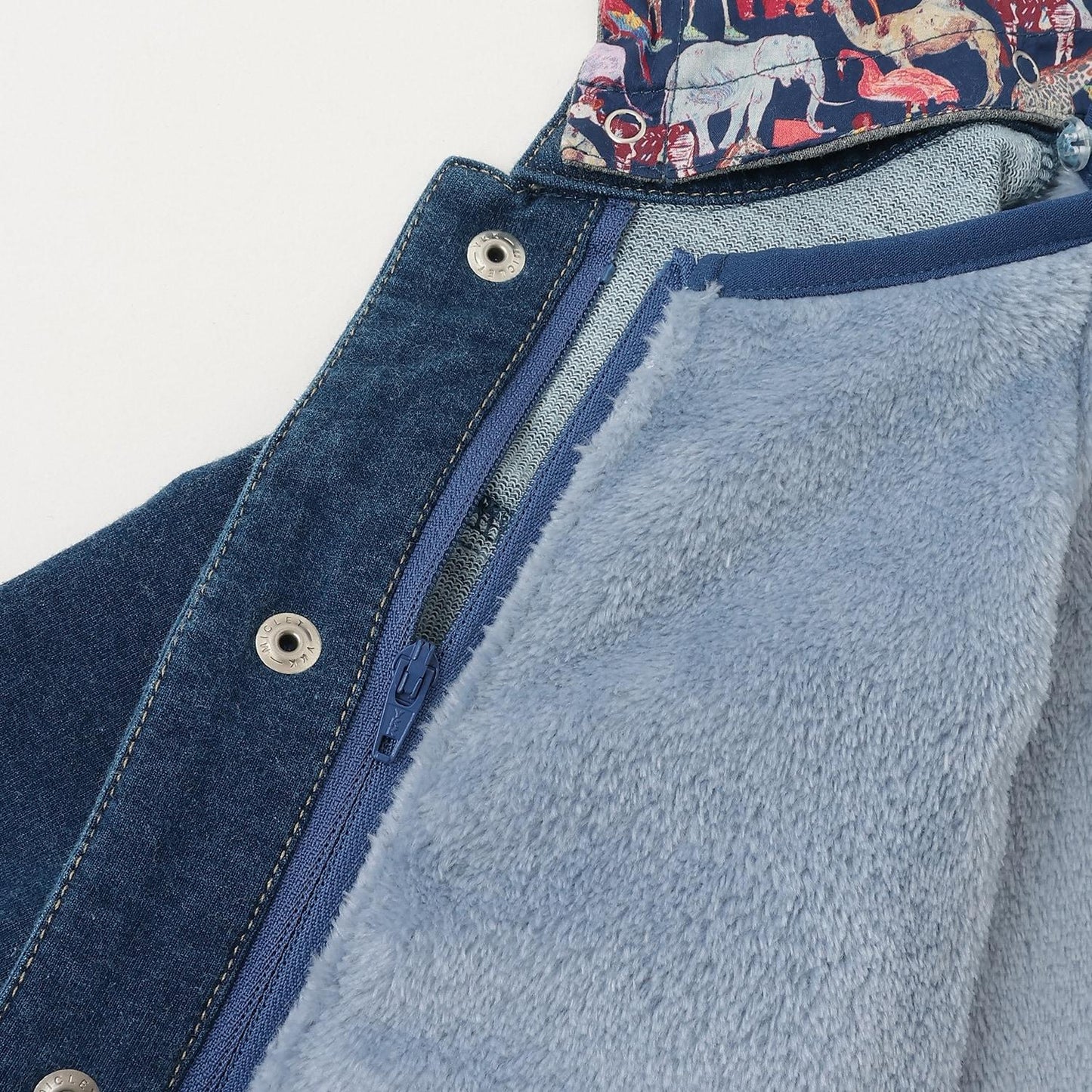 三穿連帽針織牛仔夾克