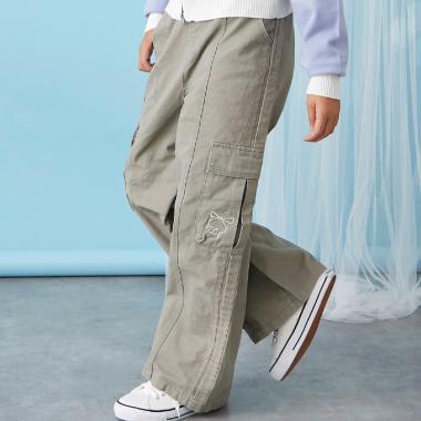 【trois lapins】側邊條紋工裝褲