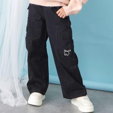 【trois lapins】側邊條紋工裝褲