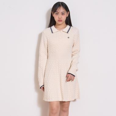 修身顯瘦針織翻領連衣裙