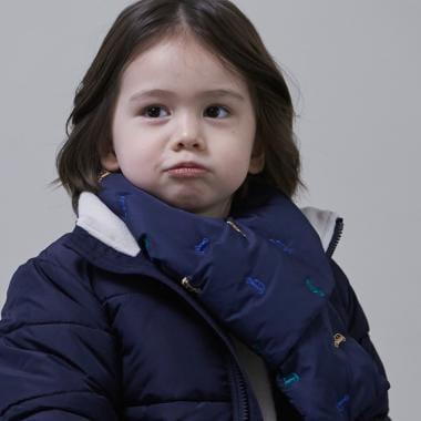 拼色刺繡加棉圍巾