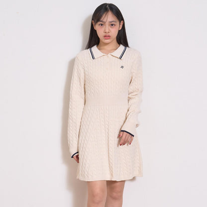 修身顯瘦針織翻領連衣裙