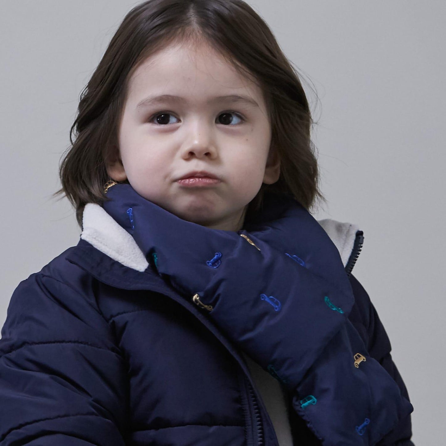 拼色刺繡加棉圍巾