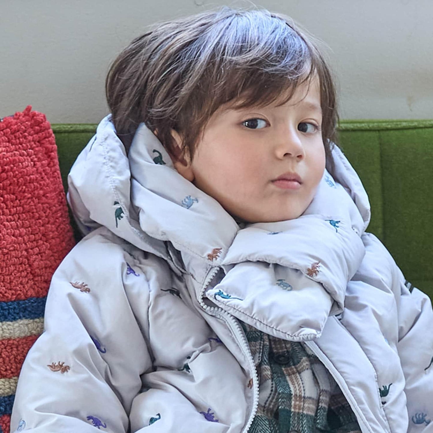 拼色刺繡加棉圍巾