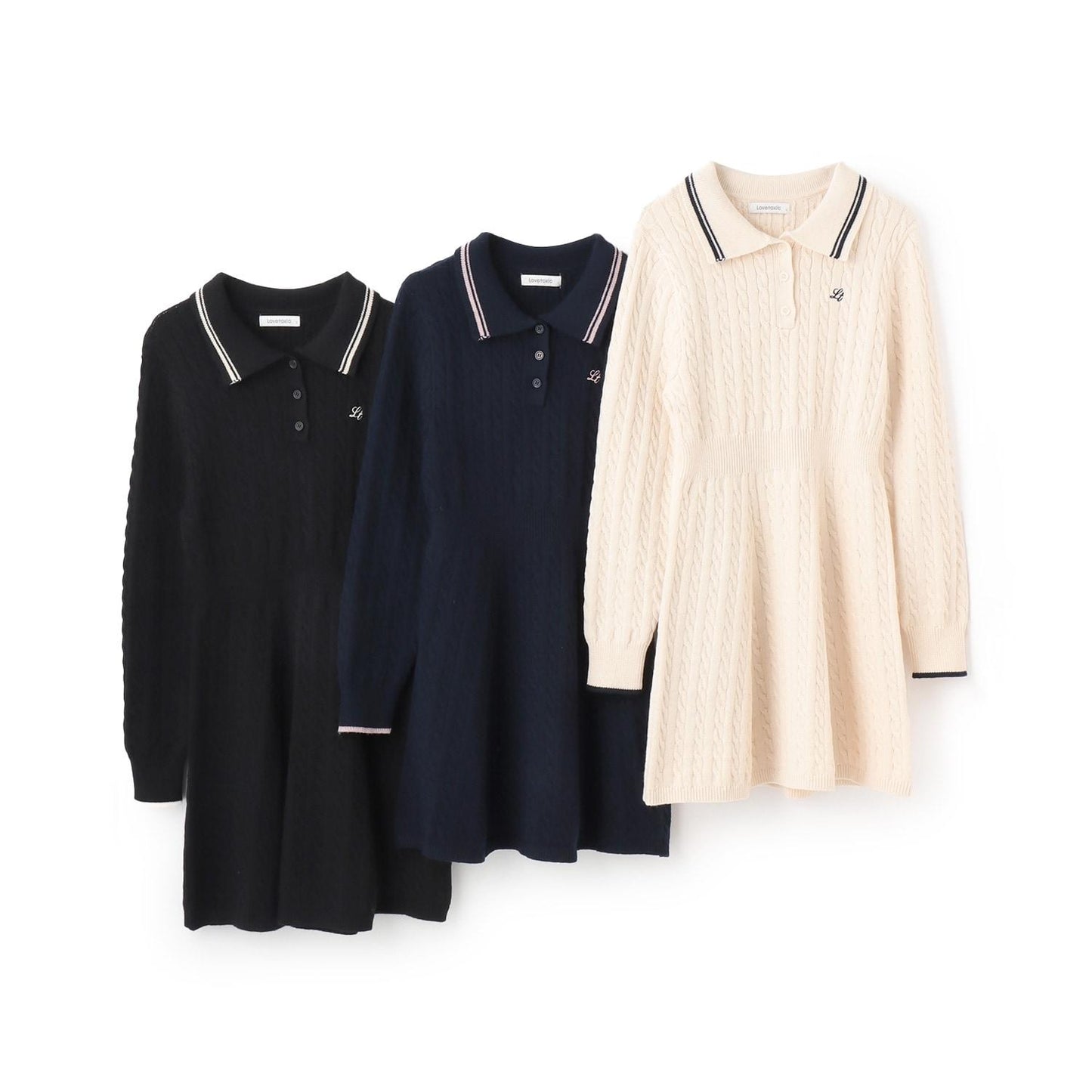 修身顯瘦針織翻領連衣裙